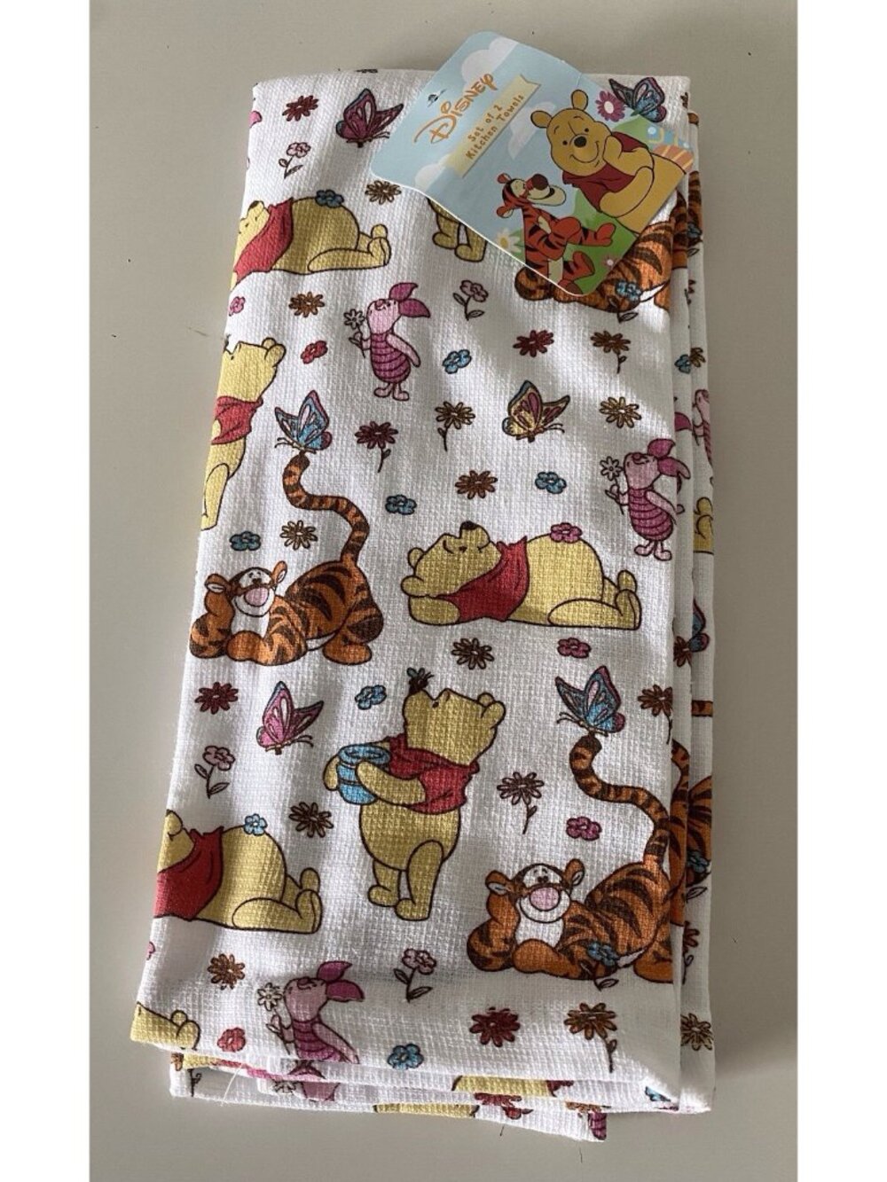2 Pack Disney Winnie the Pooh Piglet Tigger Butterflies Kitchen Towels 16 X 26”